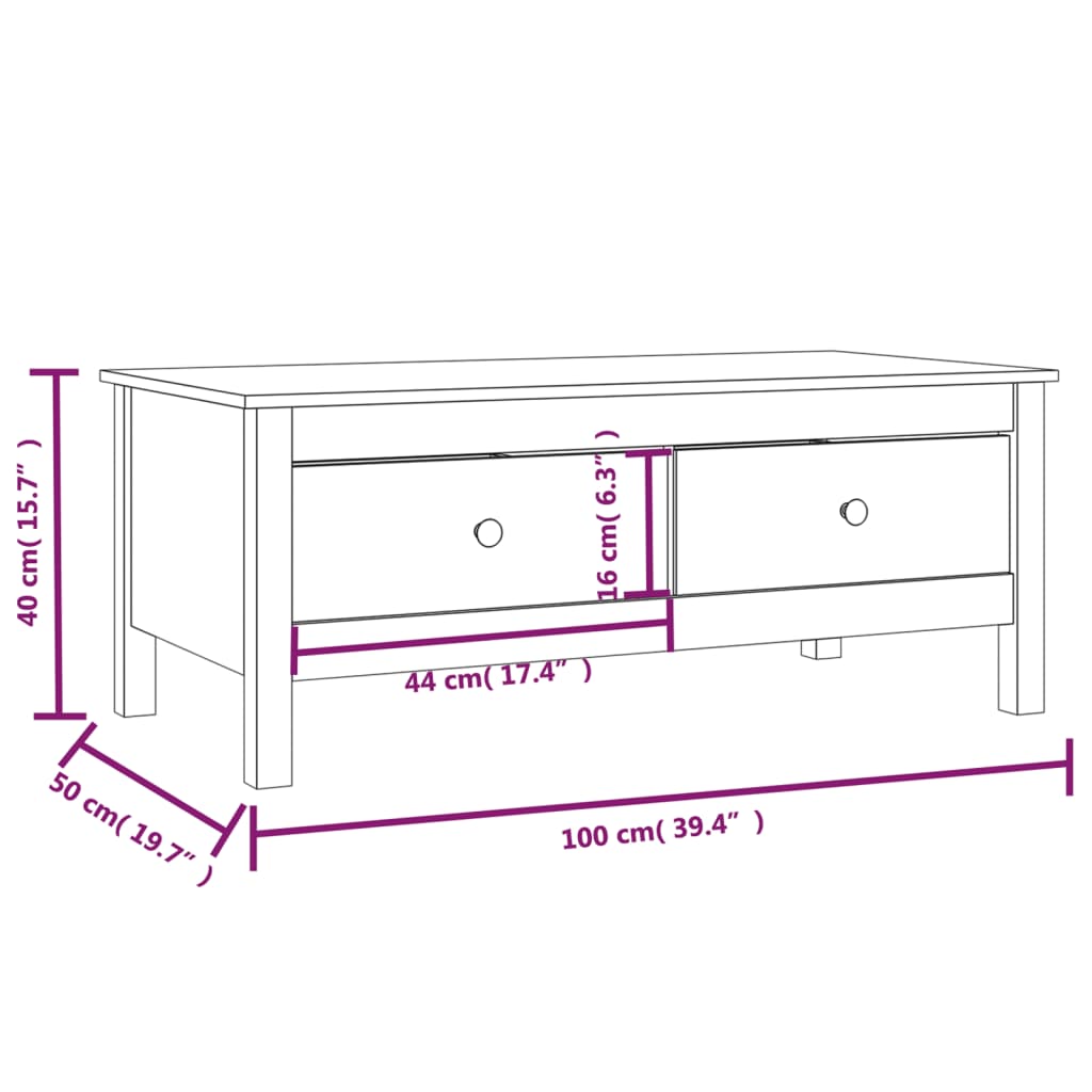 Table basse Marron miel 100x50x40 cm Bois massif de pin - Tables basses
