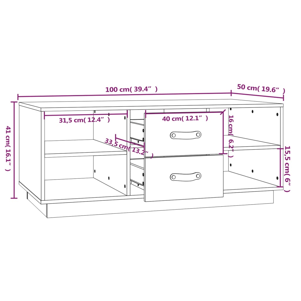 Table basse Marron miel 100x50x41 cm Bois massif de pin - Tables basses