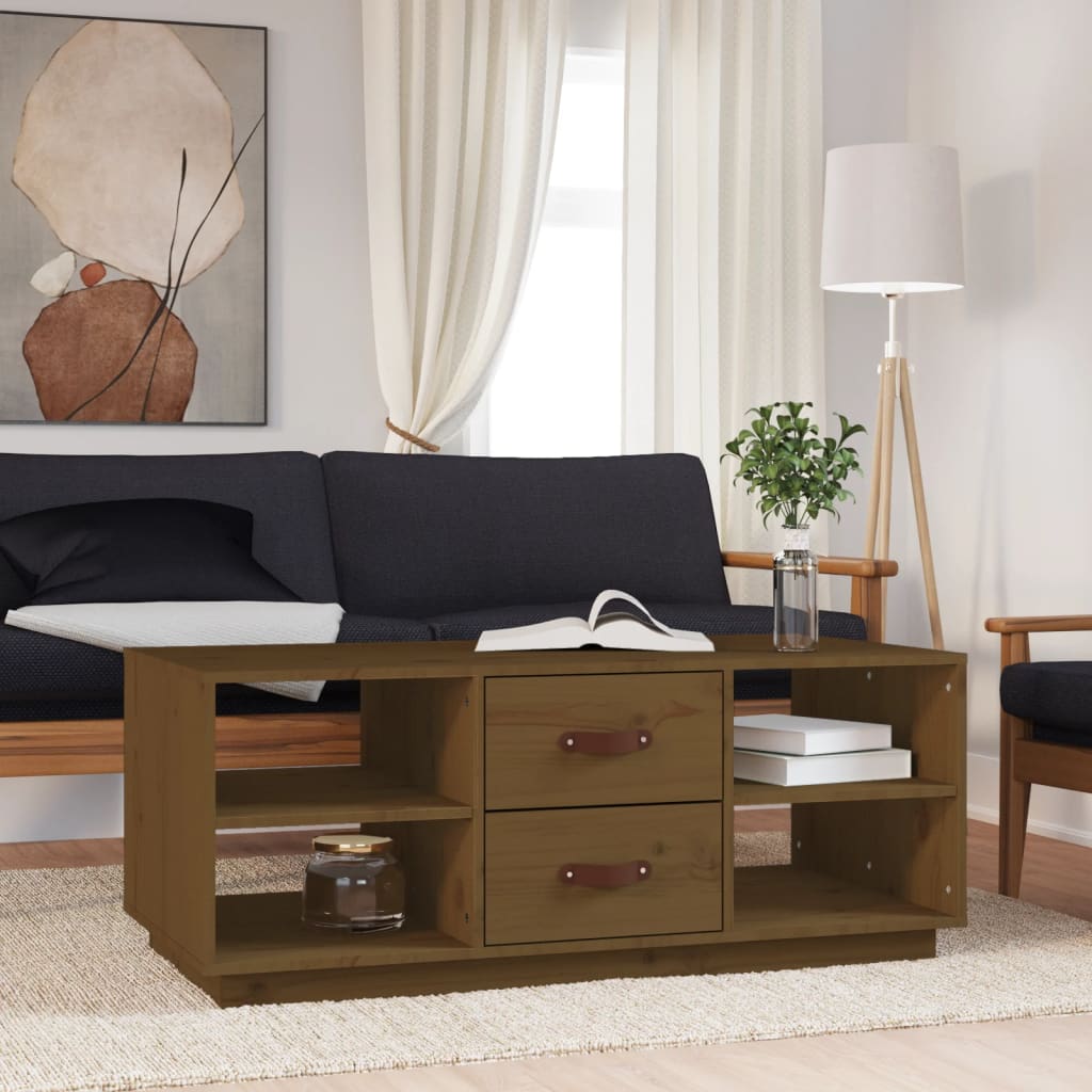 Table basse Marron miel 100x50x41 cm Bois massif de pin - Tables basses
