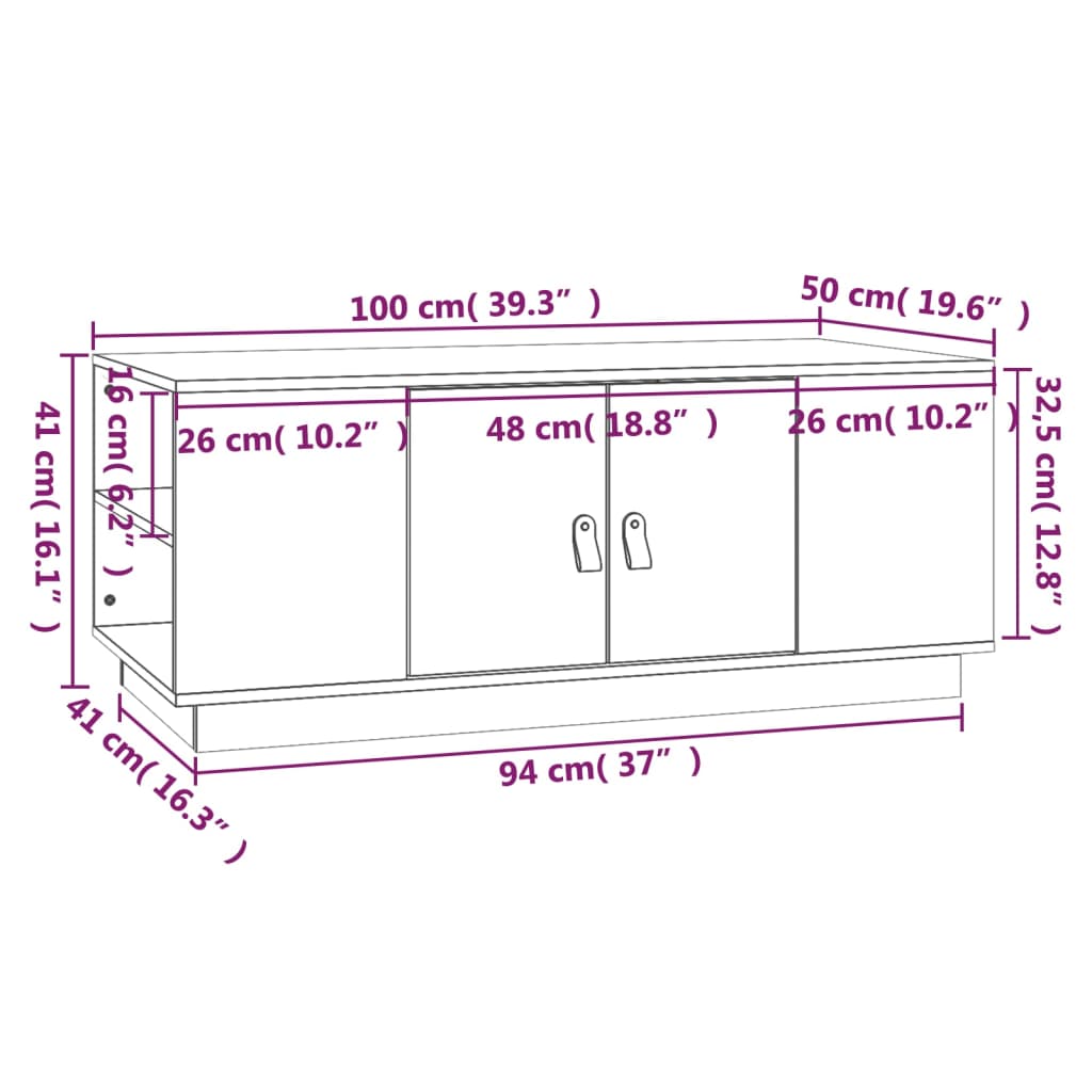 Table basse Marron miel 100x50x41 cm Bois massif de pin - Tables basses