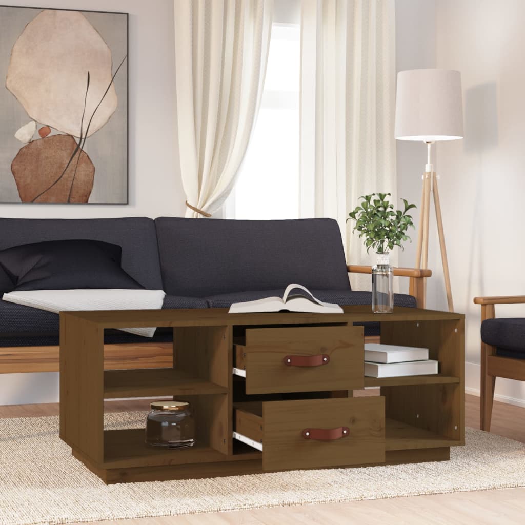 Table basse Marron miel 100x50x41 cm Bois massif de pin - Tables basses