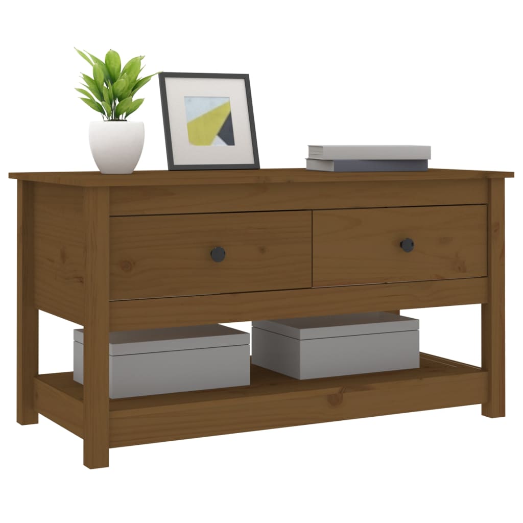 Table basse Marron miel 102x49x55 cm Bois massif de pin - Tables basses