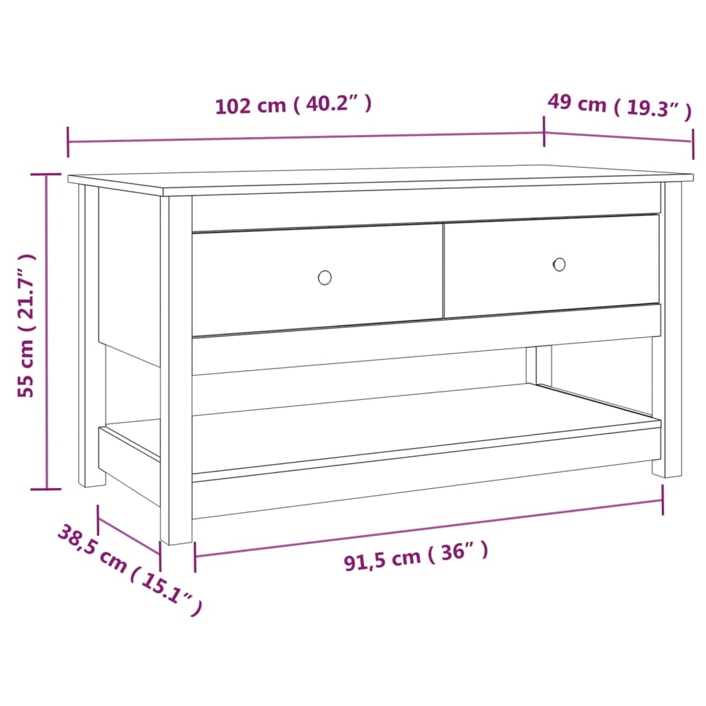 Table basse Marron miel 102x49x55 cm Bois massif de pin - Tables basses