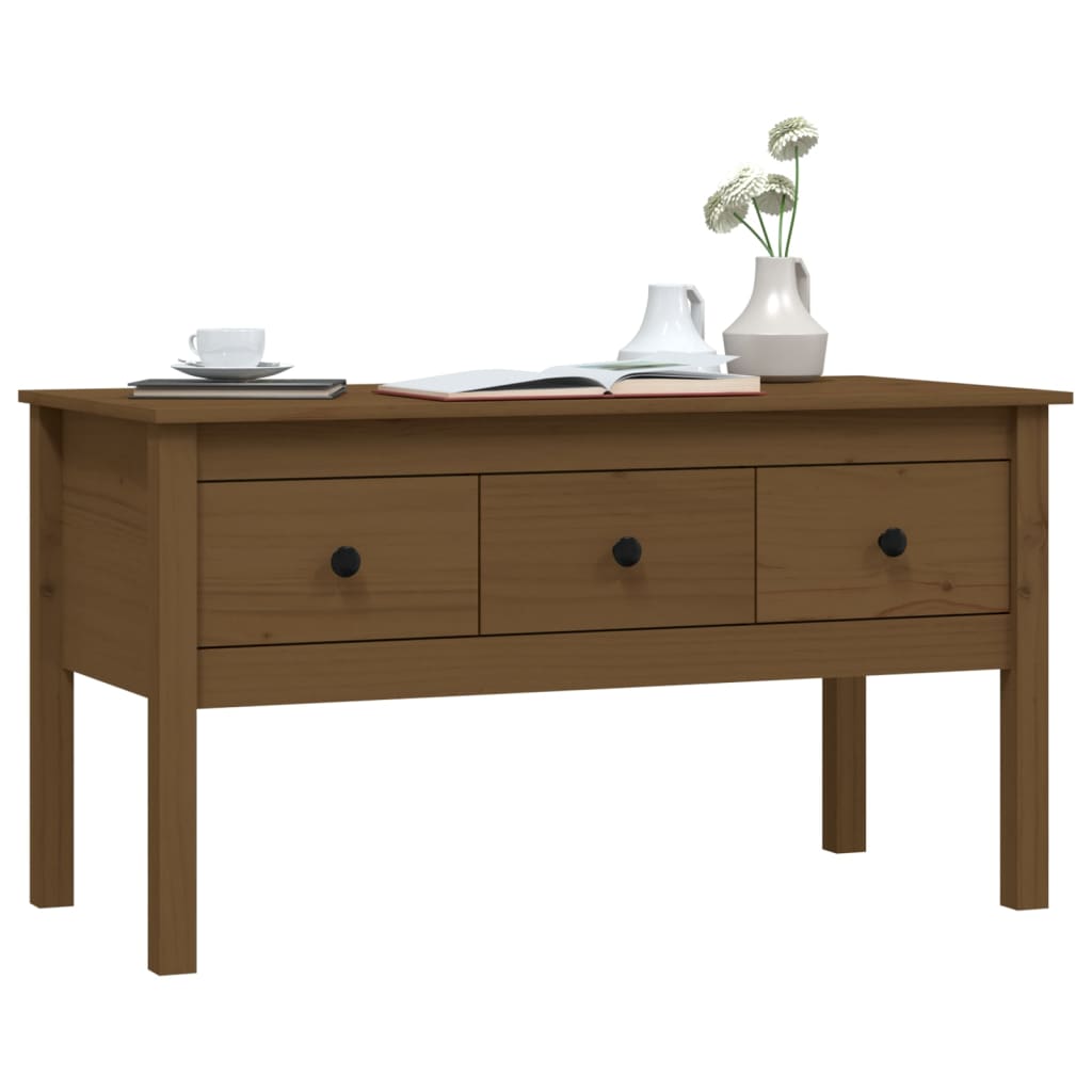 Table basse Marron miel 102x49x55 cm Bois massif de pin - Tables basses