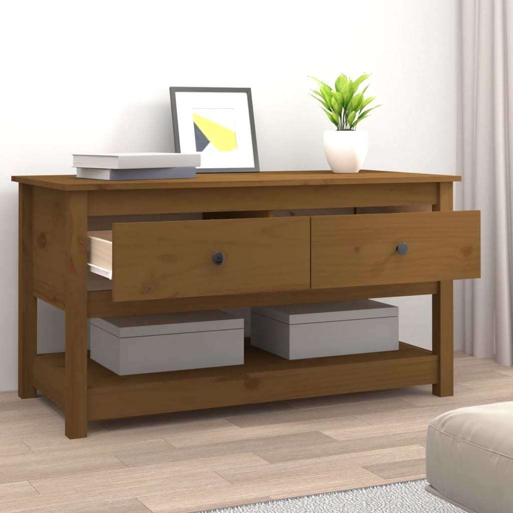 Table basse Marron miel 102x49x55 cm Bois massif de pin - Tables basses