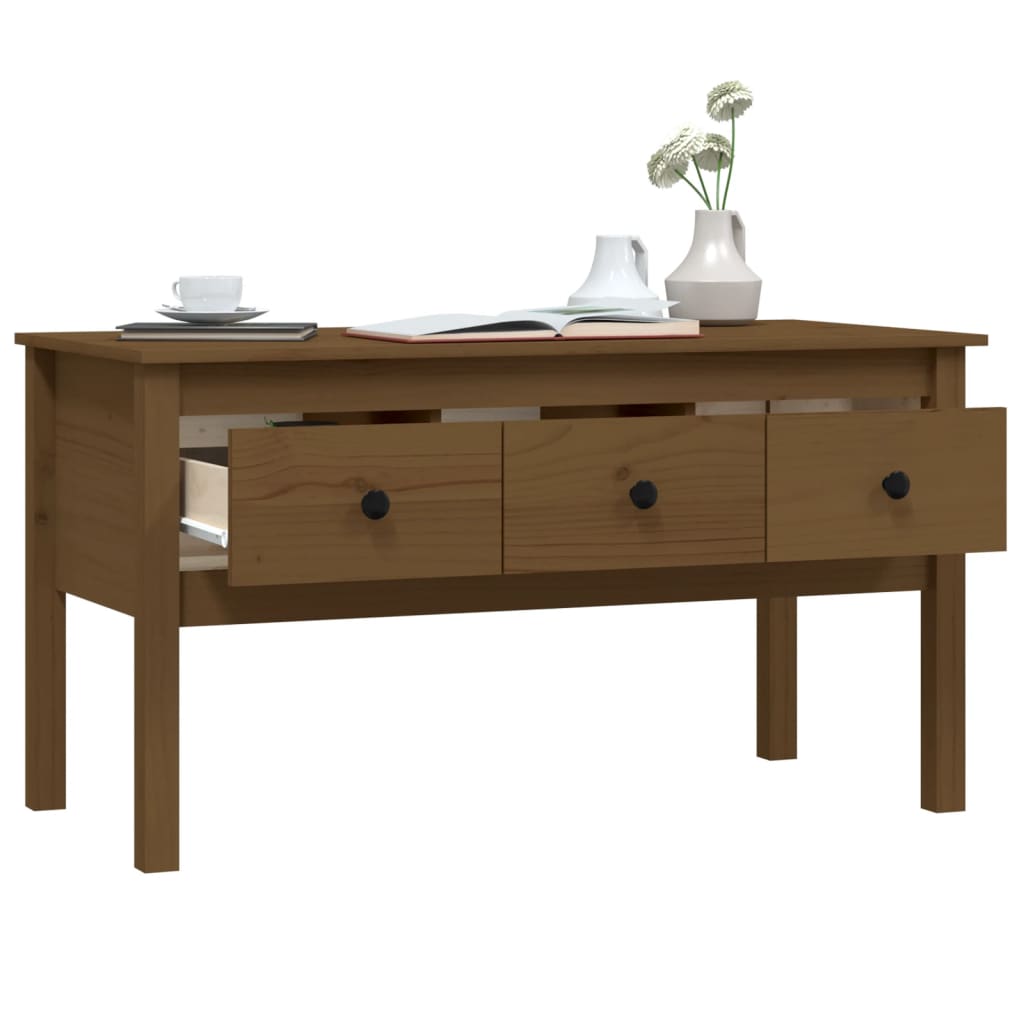 Table basse Marron miel 102x49x55 cm Bois massif de pin - Tables basses
