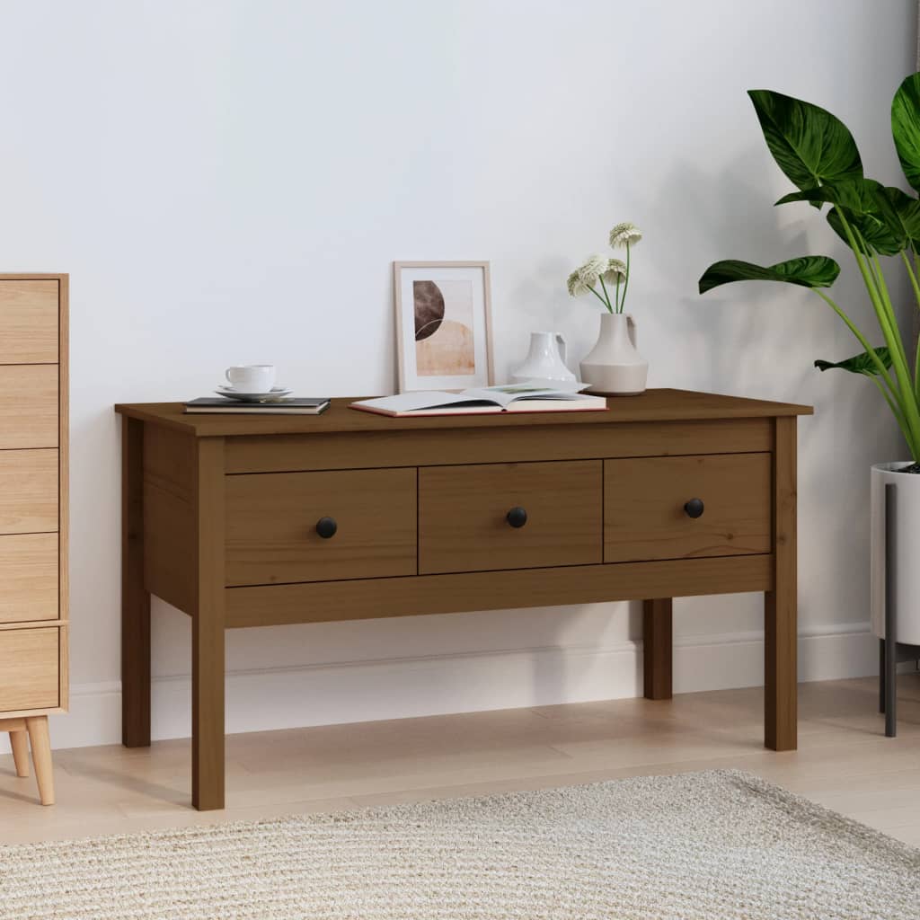 Table basse Marron miel 102x49x55 cm Bois massif de pin - Tables basses
