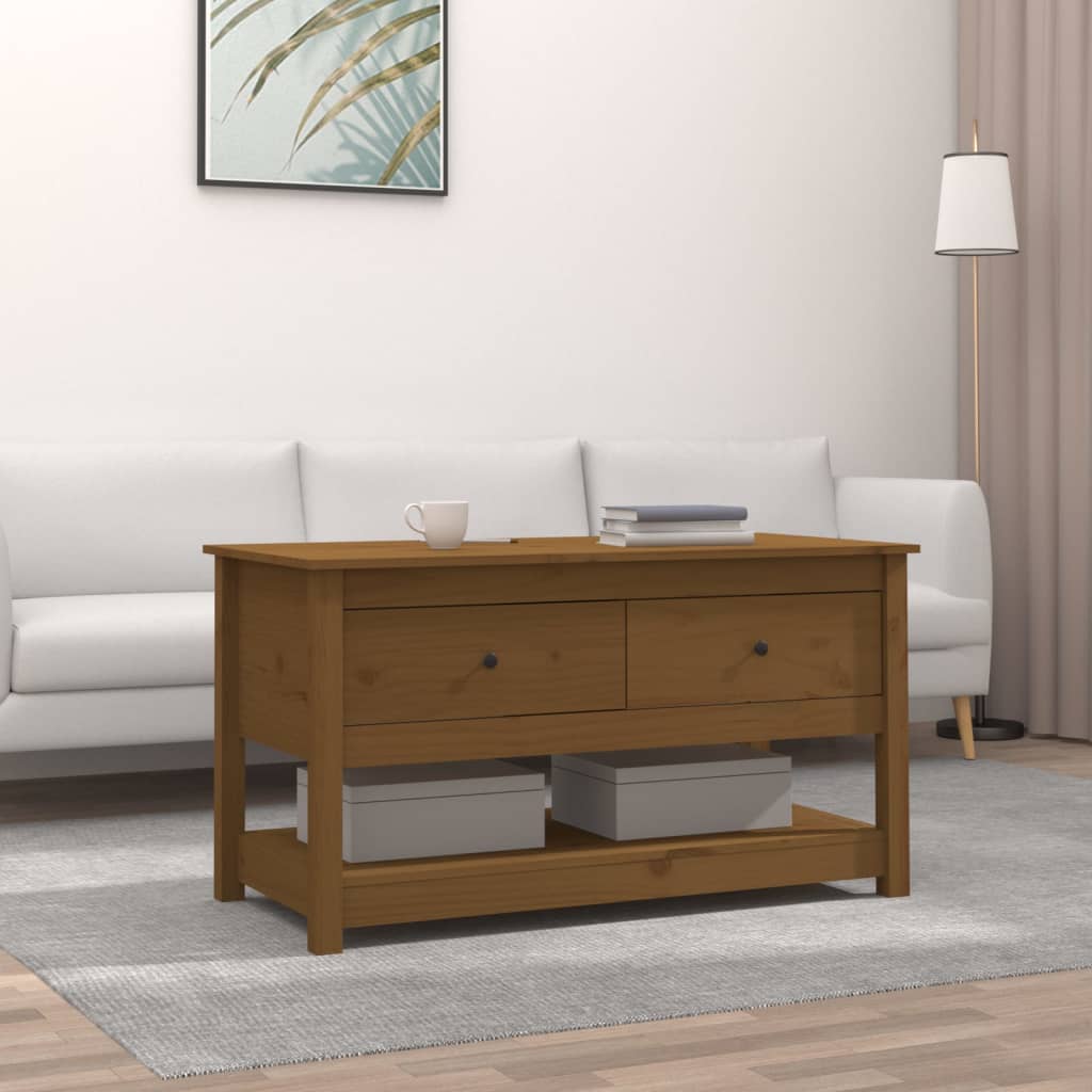 Table basse Marron miel 102x49x55 cm Bois massif de pin - Tables basses