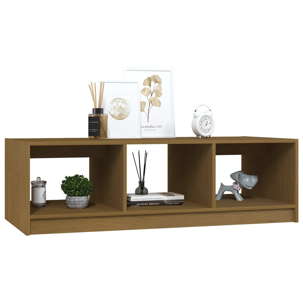 Table basse marron miel 110x50x34 cm bois de pin massif - Tables basses