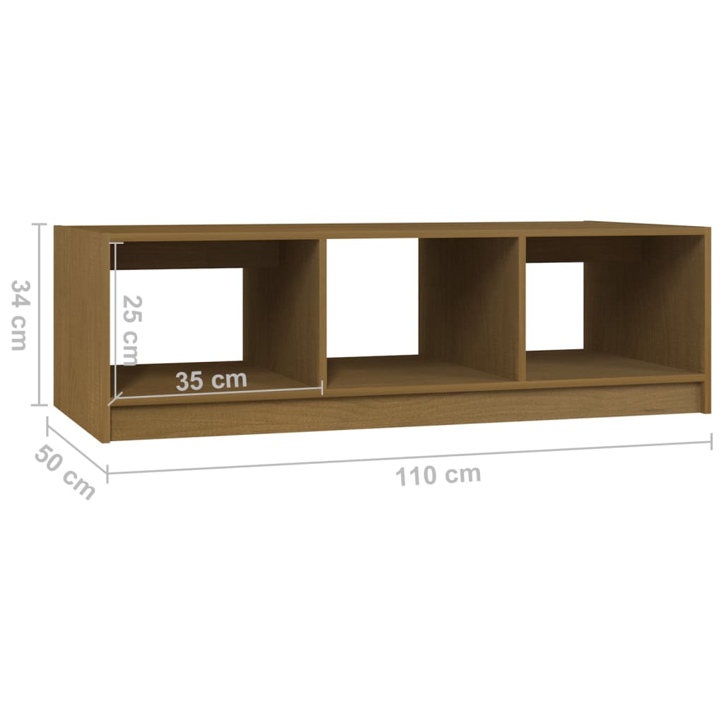 Table basse marron miel 110x50x34 cm bois de pin massif - Tables basses