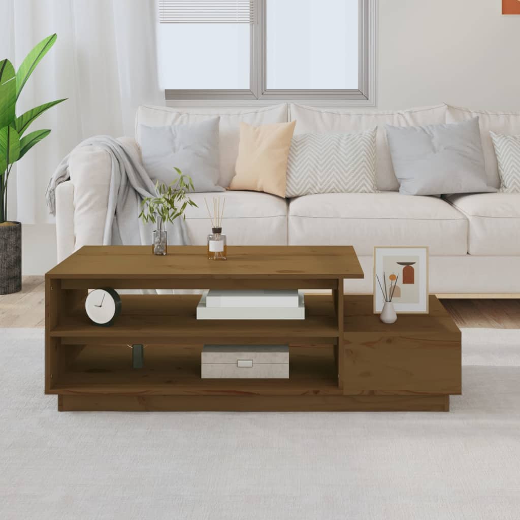 Table basse Marron miel 120x50x40,5 cm Bois massif de pin - Tables basses