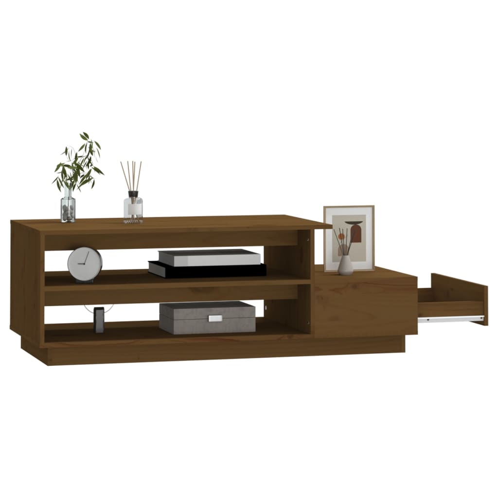 Table basse Marron miel 120x50x40,5 cm Bois massif de pin - Tables basses