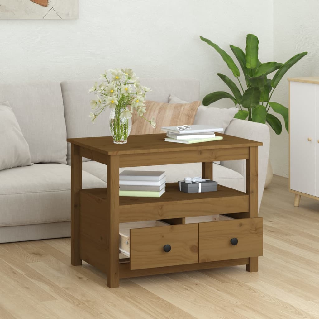 Table basse Marron miel 71x49x55 cm Bois massif de pin - Tables basses