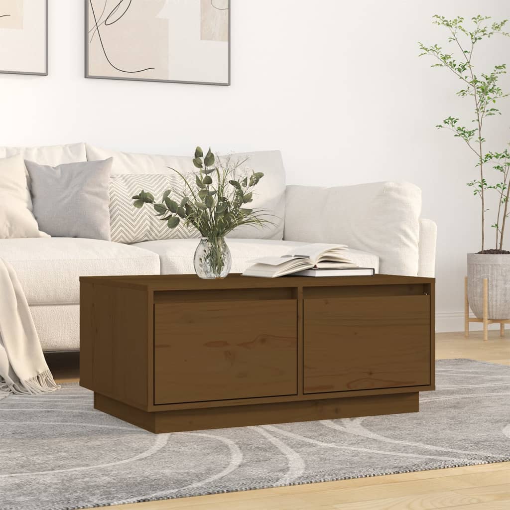 Table basse Marron miel 80x50x35 cm Bois massif de pin - Tables basses
