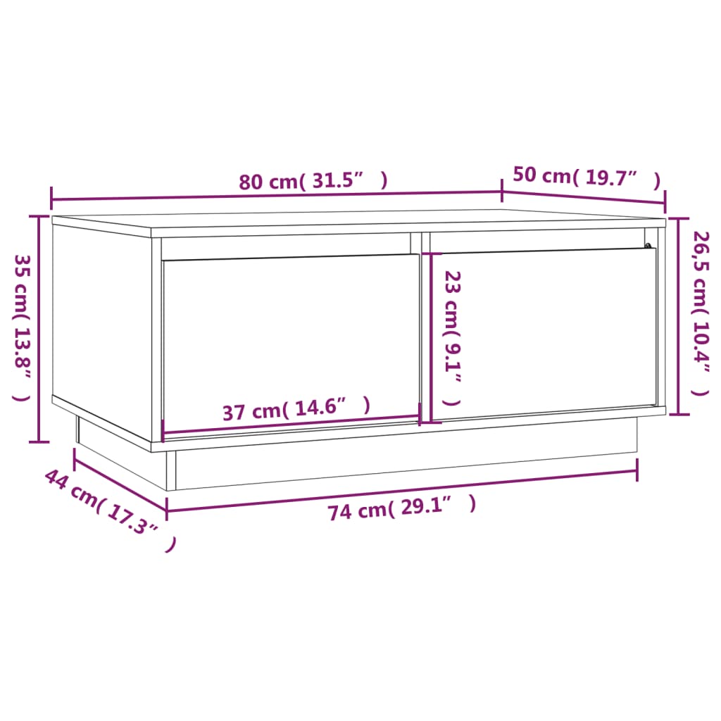 Table basse Marron miel 80x50x35 cm Bois massif de pin - Tables basses