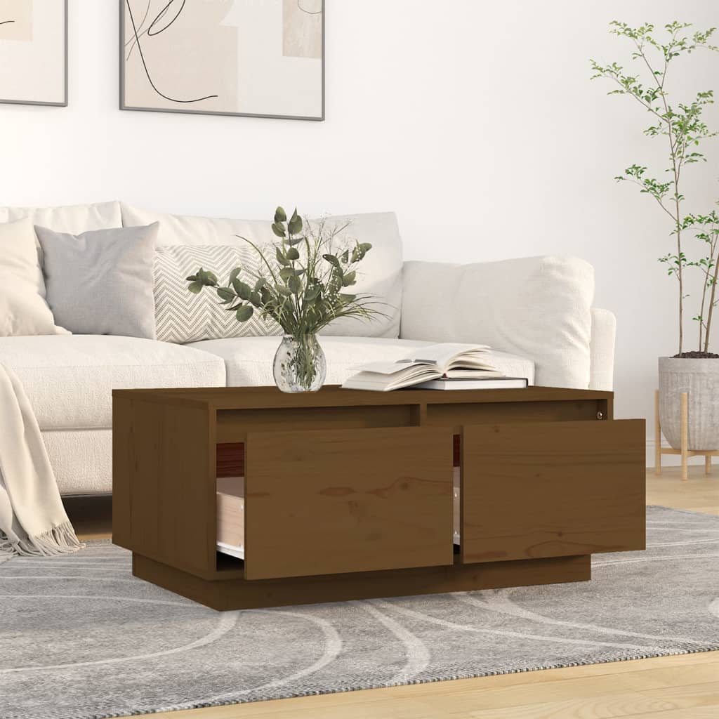 Table basse Marron miel 80x50x35 cm Bois massif de pin - Tables basses