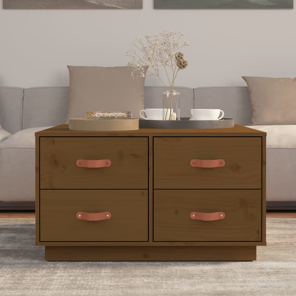 Table basse Marron miel 80x80x45 cm Bois massif de pin - Tables basses