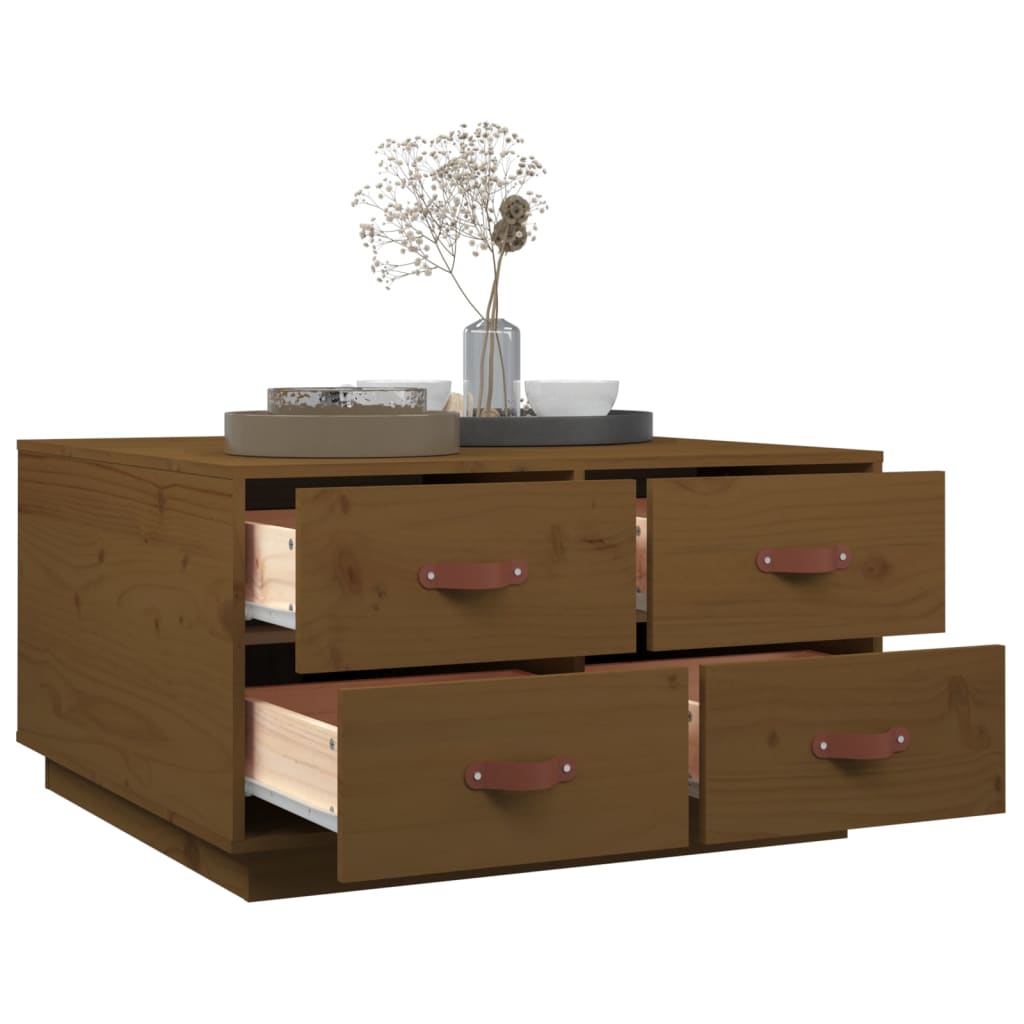 Table basse Marron miel 80x80x45 cm Bois massif de pin - Tables basses