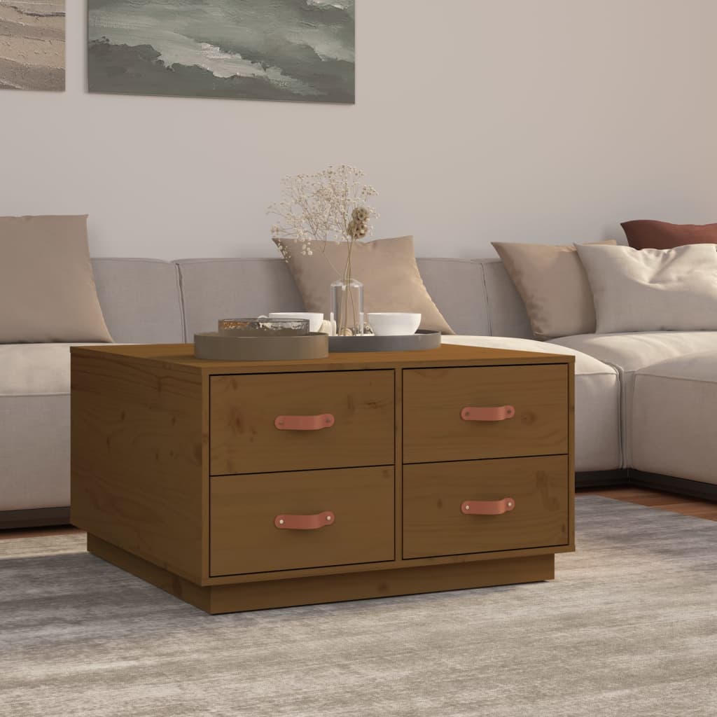 Table basse Marron miel 80x80x45 cm Bois massif de pin - Tables basses