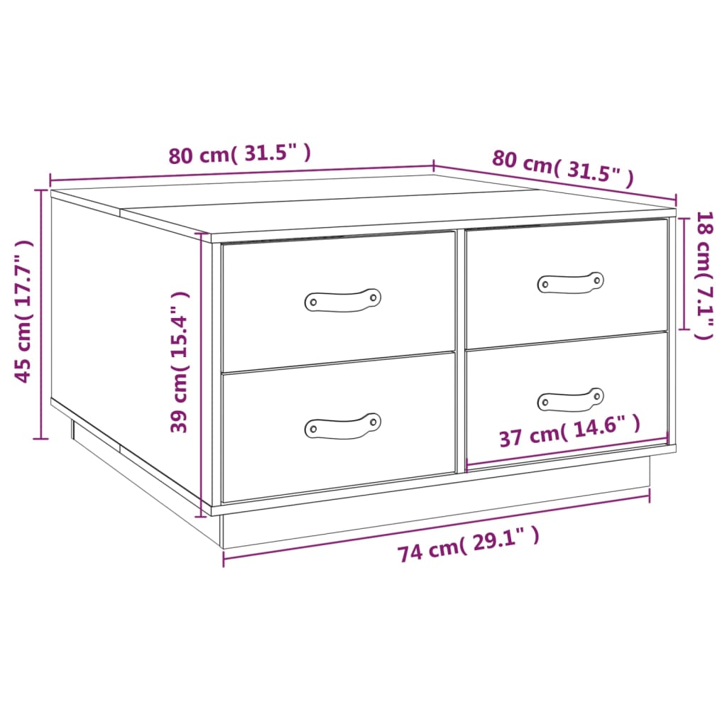 Table basse Marron miel 80x80x45 cm Bois massif de pin - Tables basses