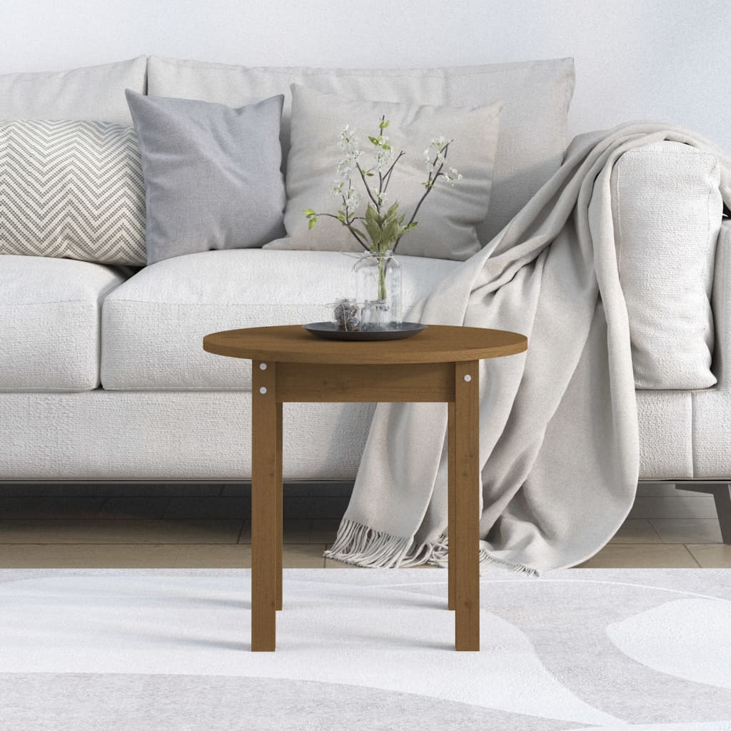 Table basse Marron miel Ø 45x40 cm Bois massif de pin - Tables basses