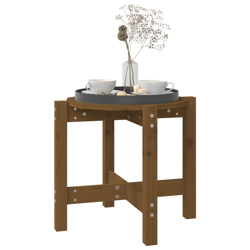 Table basse Marron miel Ø 52,5x45 cm Bois massif de pin - Tables basses
