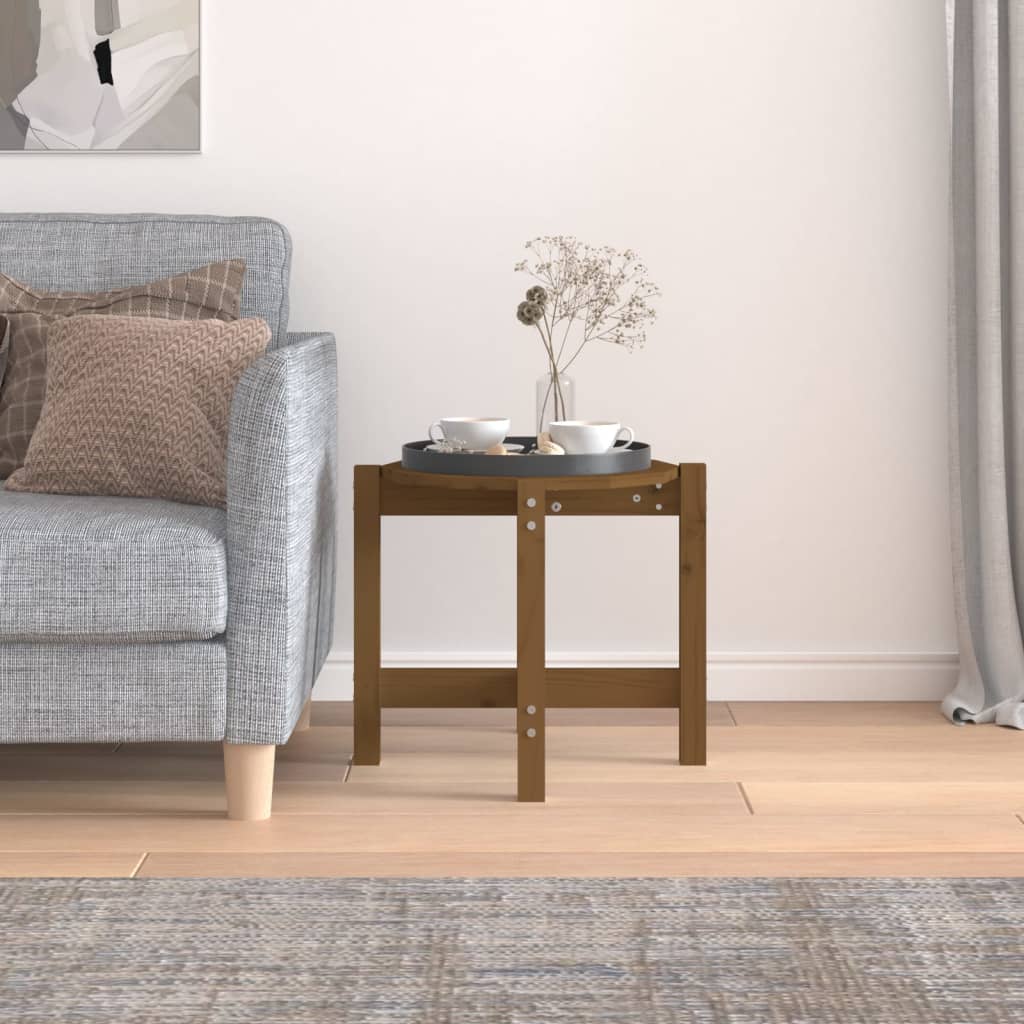Table basse Marron miel Ø 52,5x45 cm Bois massif de pin - Tables basses