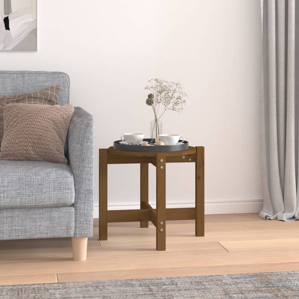 Table basse Marron miel Ø 52,5x45 cm Bois massif de pin - Tables basses