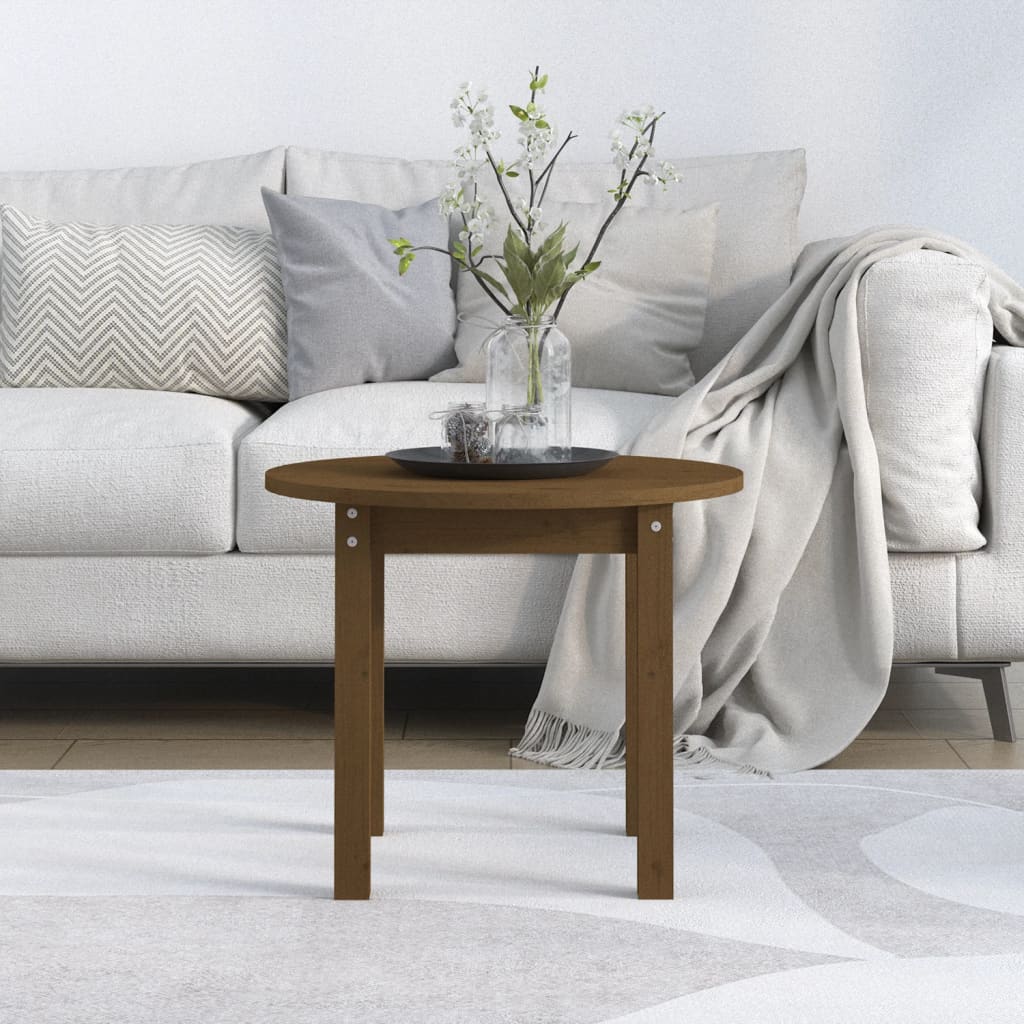 Table basse Marron miel Ø 55x45 cm Bois massif de pin - Tables basses