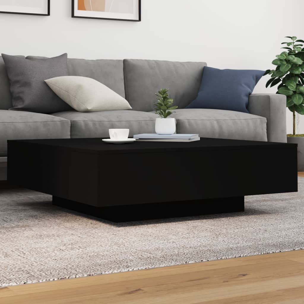 Table basse noir 100x100x31 cm bois d’ingénierie - Tables basses