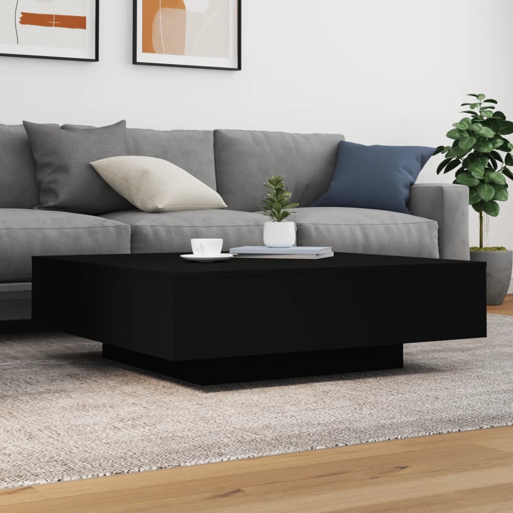 Table basse noir 100x100x31 cm bois d’ingénierie - Tables basses