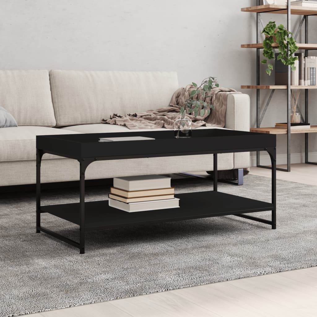 Table basse noir 100x49x45 cm bois d’ingénierie - Tables basses
