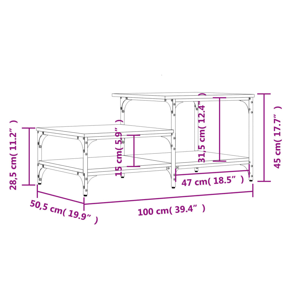Table basse noir 100x50,5x45 cm bois d’ingénierie - Tables basses
