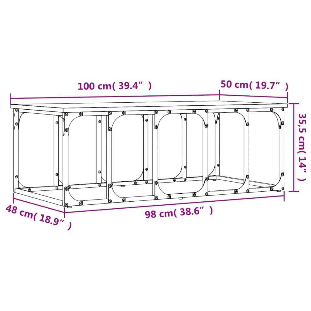 Table basse noir 100x50x35,5 cm bois d’ingénierie - Tables basses