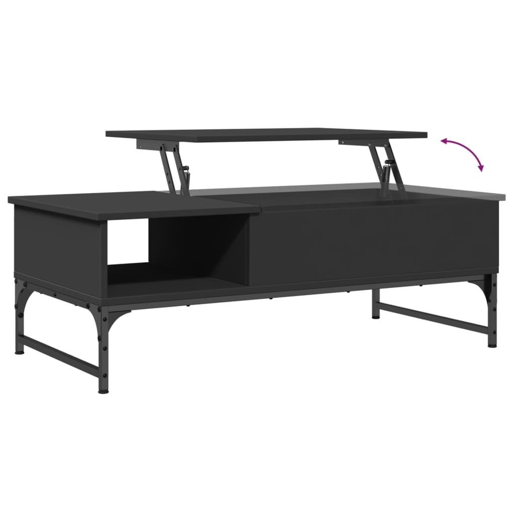 Table basse noir 100x50x35 cm bois d’ingénierie et métal - Tables basses