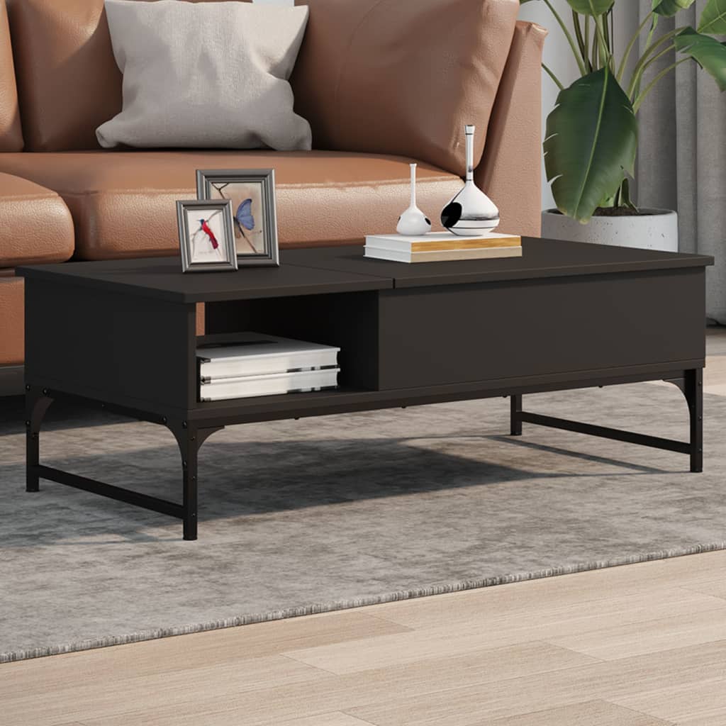 Table basse noir 100x50x35 cm bois d’ingénierie et métal - Tables basses
