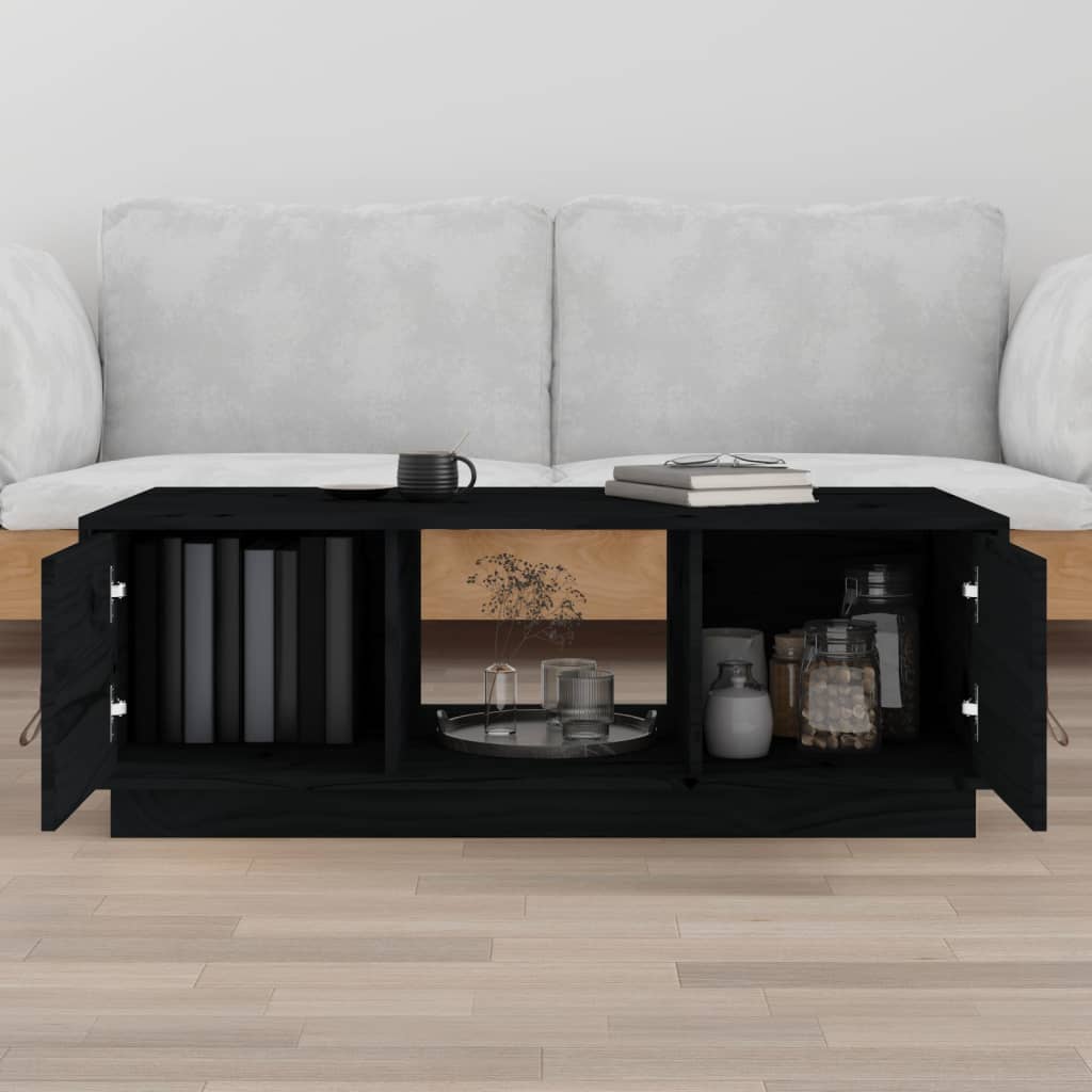 Table basse Noir 100x50x35 cm Bois massif de pin - Tables basses
