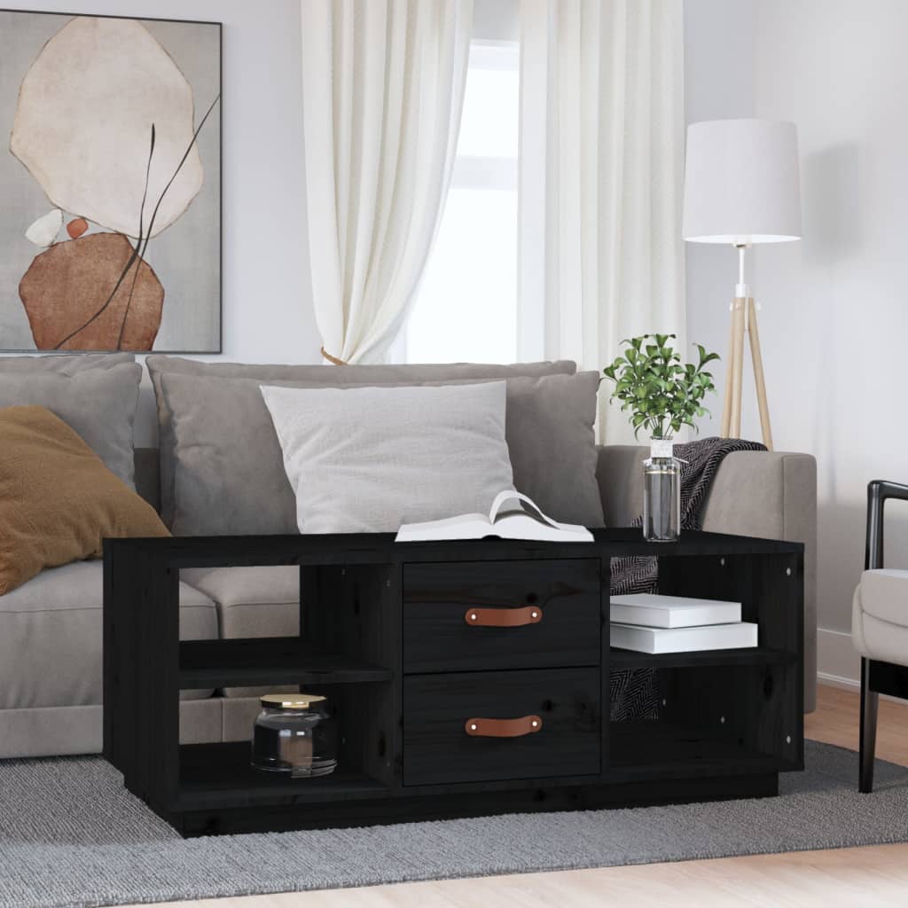 Table basse Noir 100x50x41 cm Bois massif de pin - Tables basses