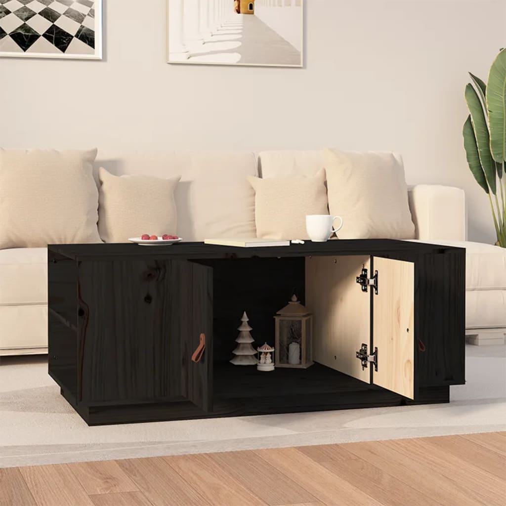 Table basse Noir 100x50x41 cm Bois massif de pin - Tables basses