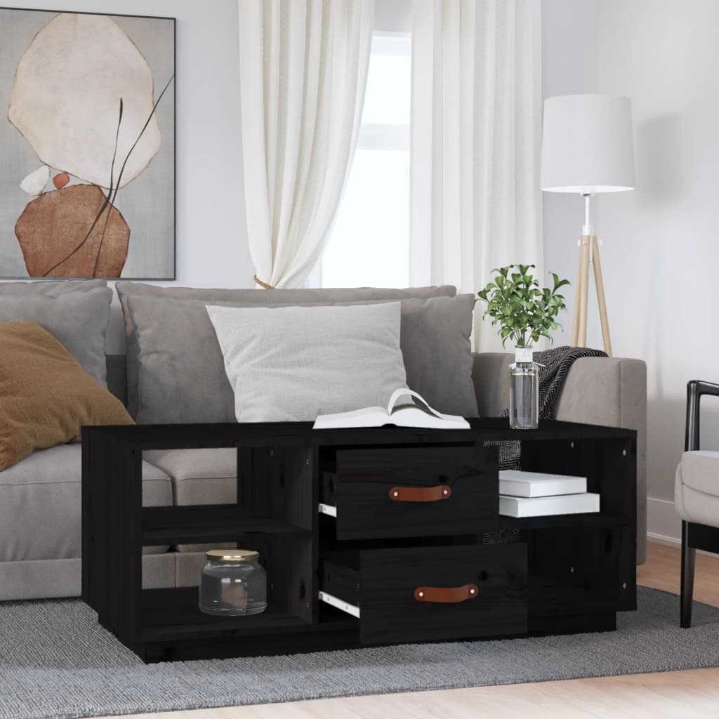Table basse Noir 100x50x41 cm Bois massif de pin - Tables basses