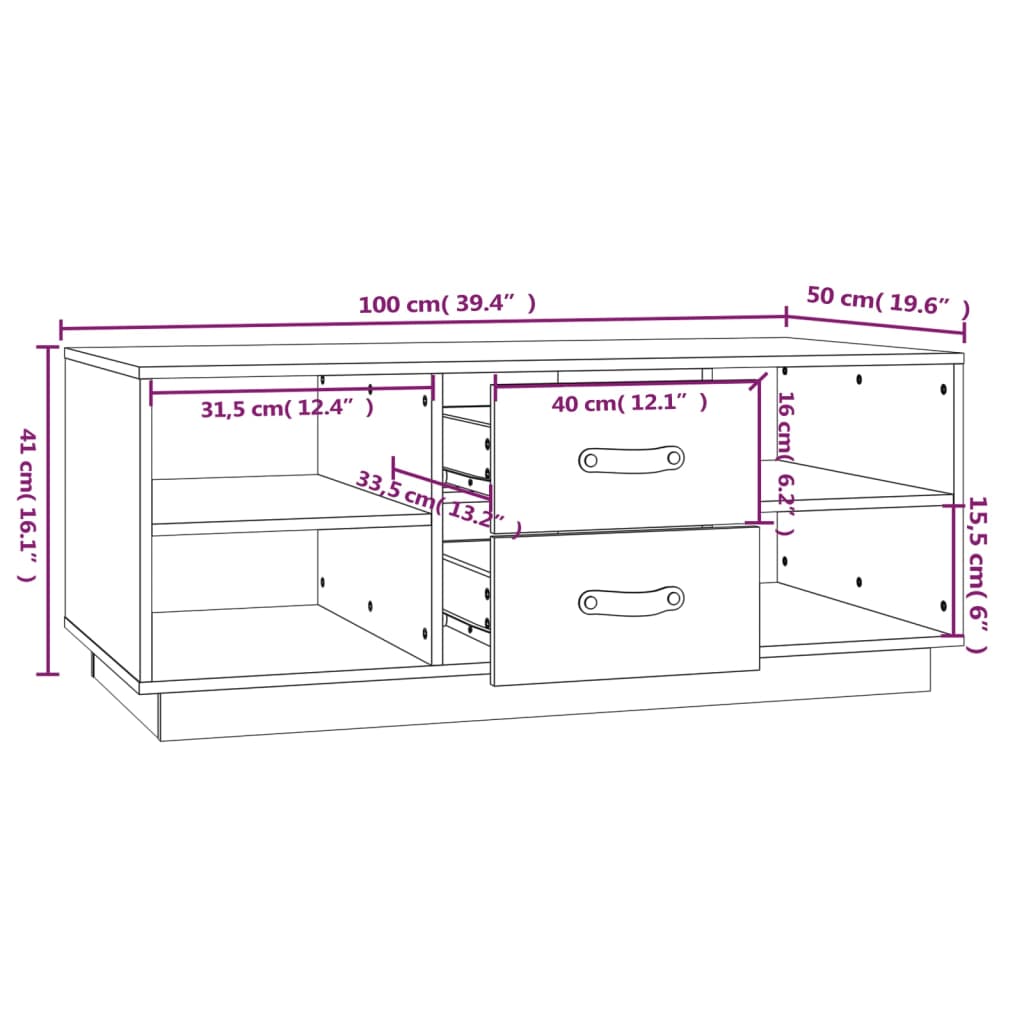 Table basse Noir 100x50x41 cm Bois massif de pin - Tables basses