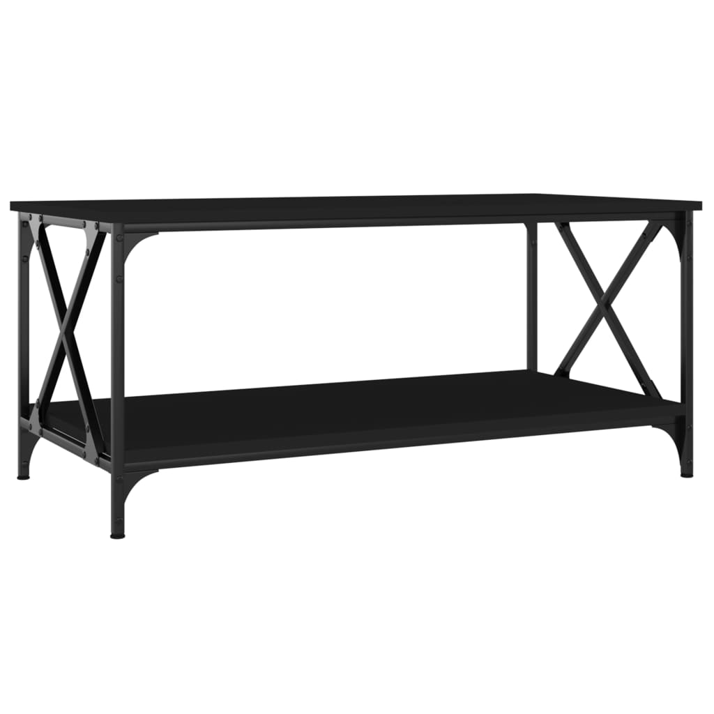 Table basse Noir 100x50x45 cm Bois d’ingénierie et fer - Tables basses