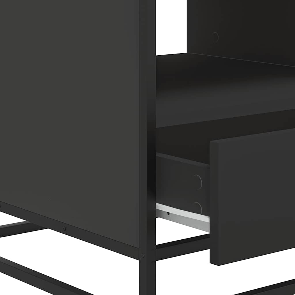 Table basse noir 100x50x45 cm bois d’ingénierie et métal - Tables basses