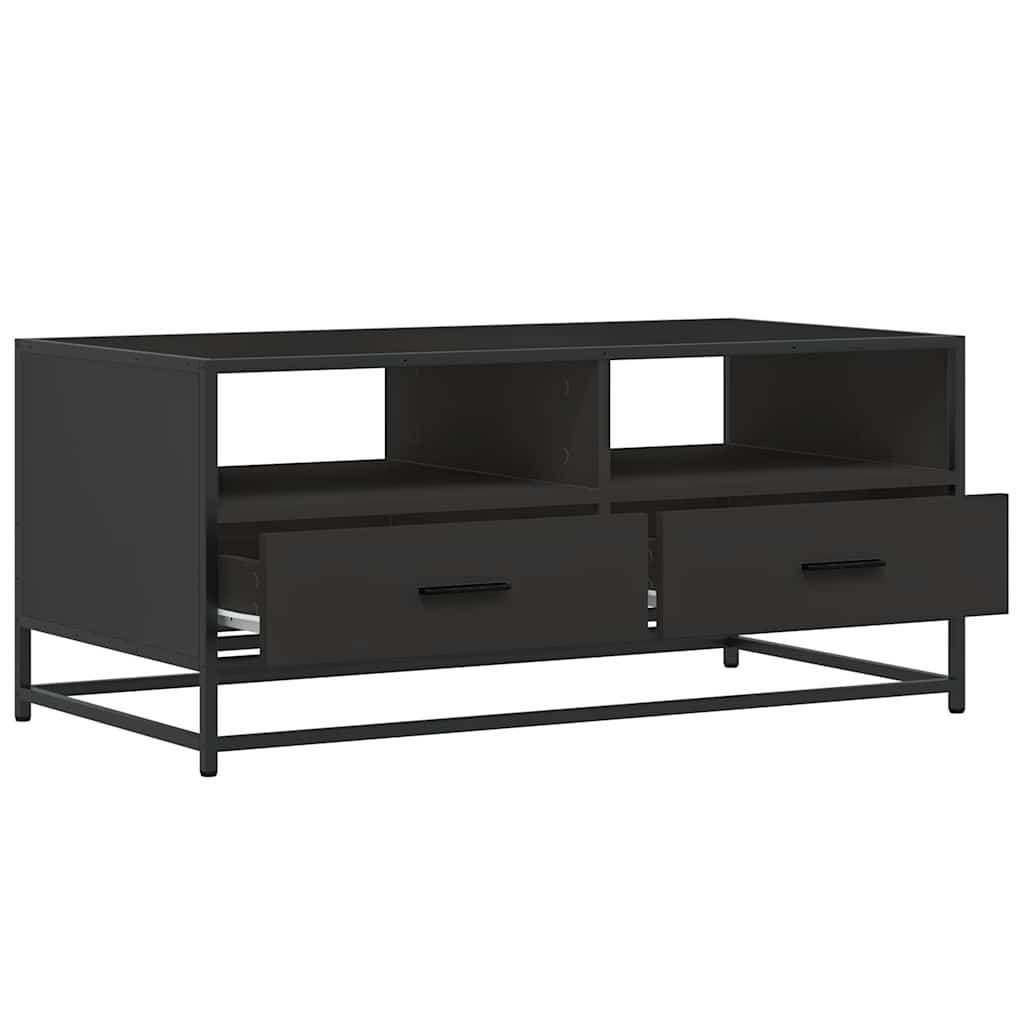 Table basse noir 100x50x45 cm bois d’ingénierie et métal - Tables basses