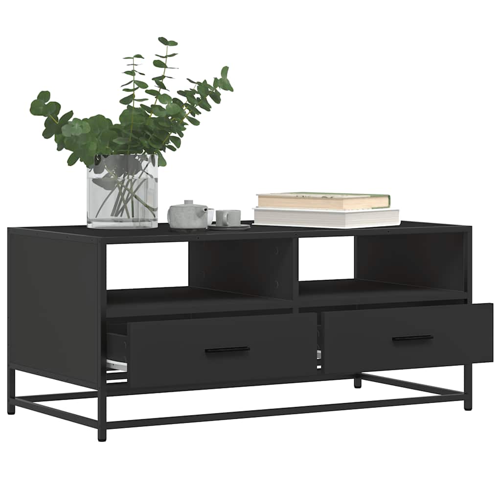 Table basse noir 100x50x45 cm bois d’ingénierie et métal - Tables basses