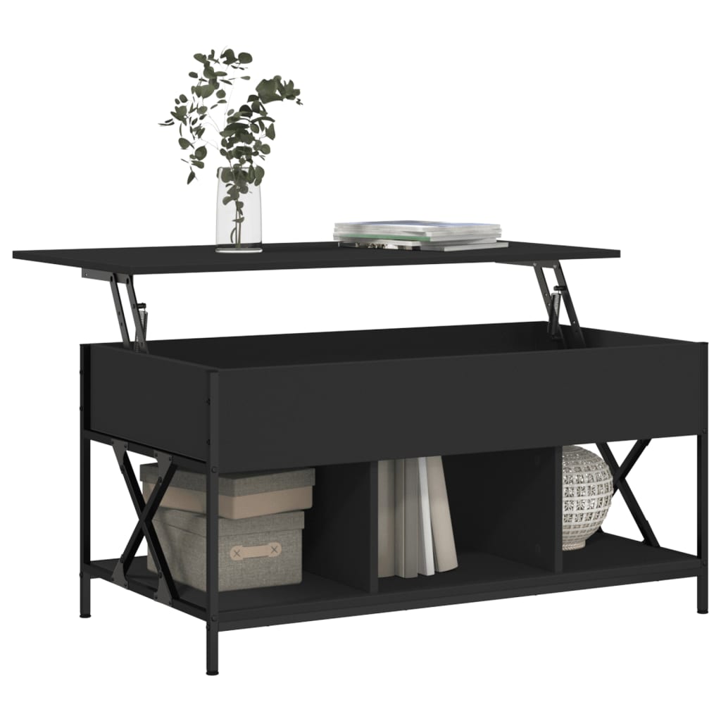 Table basse noir 100x50x50 cm bois d’ingénierie et métal - Tables basses