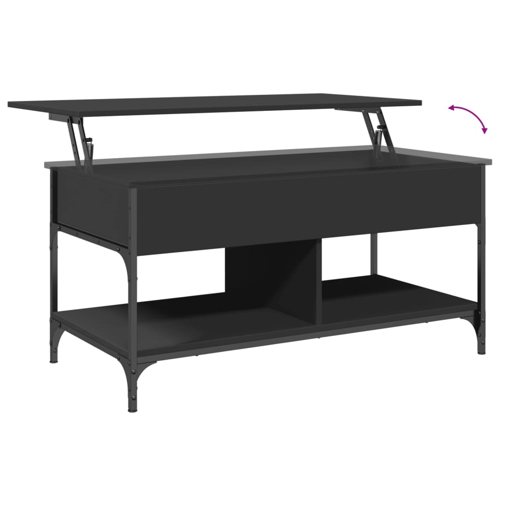 Table basse noir 100x50x50 cm bois d’ingénierie et métal - Tables basses