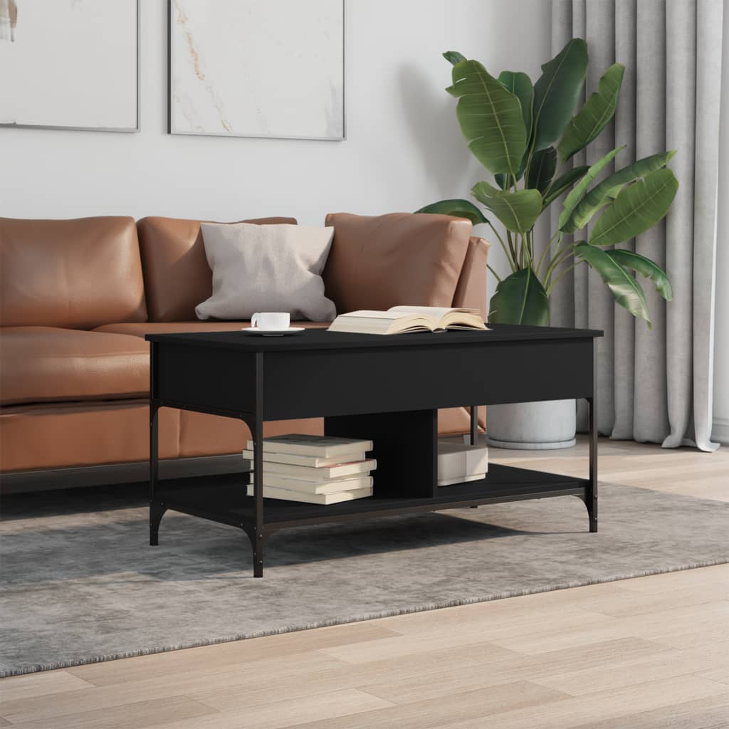 Table basse noir 100x50x50 cm bois d’ingénierie et métal - Tables basses