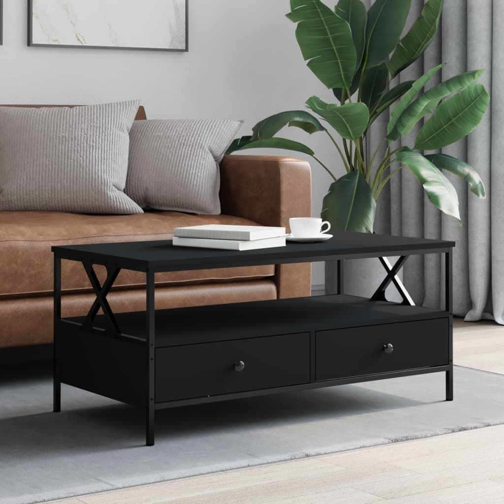 Table basse noir 100x51x45 cm bois d’ingénierie - Tables basses