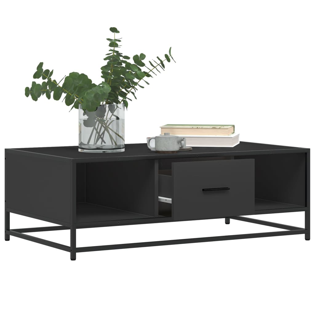 Table basse noir 100x57x35 cm bois d’ingénierie et métal - Tables basses